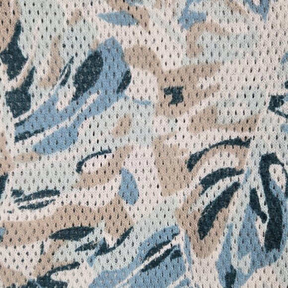 Catherines Ivory Teal Floral Leaf Mesh Open Front Lightweight Cardigan - Picture 5 of 7